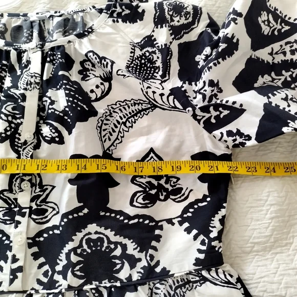 CHICO’S Puff Sleeve Tiered Maxi Dress Pockets Poplin Floral Boho Sz 14 - Picture 9 of 10